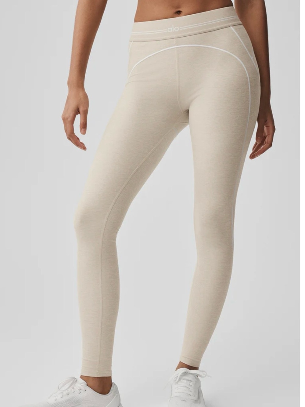Alo Heart throb leggings. 7/8 inseam oatmeal Heather